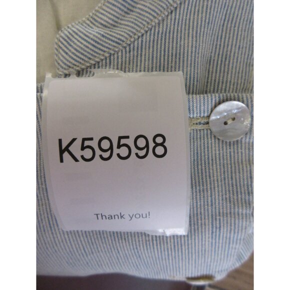 Sundance Blazer 14 Linen Striped Jacket Double Breasted Military Wrap - Picture 9 of 9